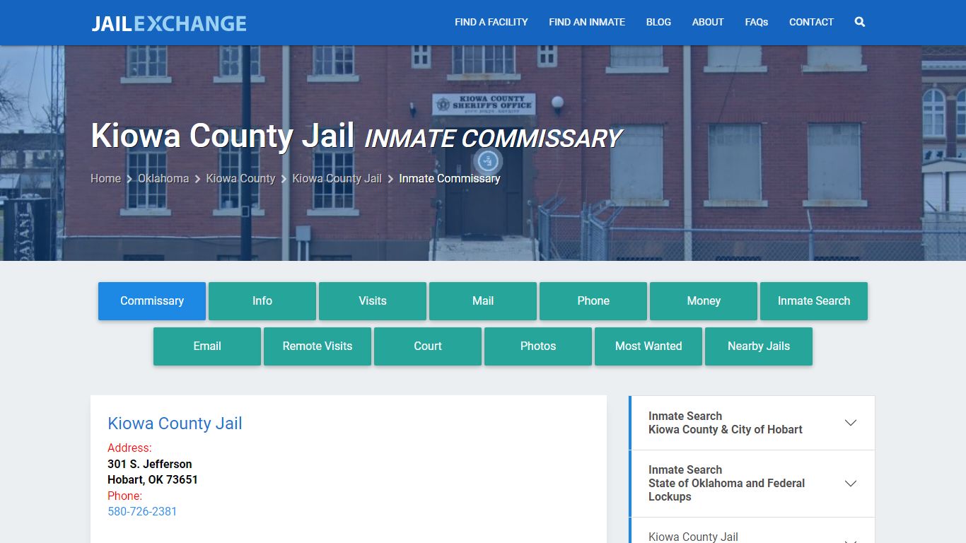 Inmate Commissary, Care Packs - Kiowa County Jail, OK